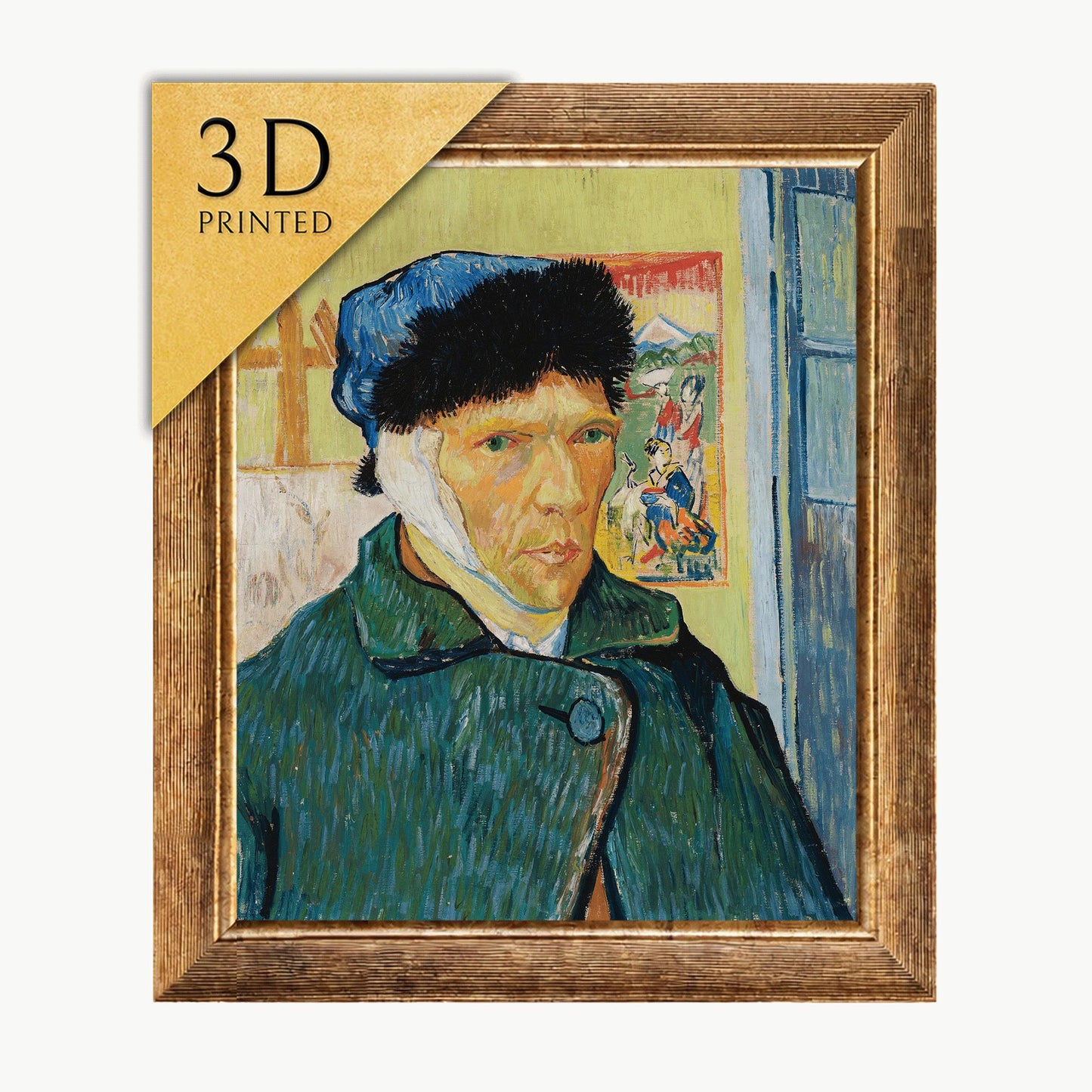 Van Gogh Self Portrait with Bandaged Ear: 3D Texture Art Print