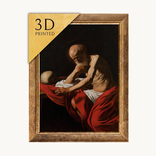 Caravaggio St Jerome Meditating 3D Print: Textured Oil Painting Reproduction