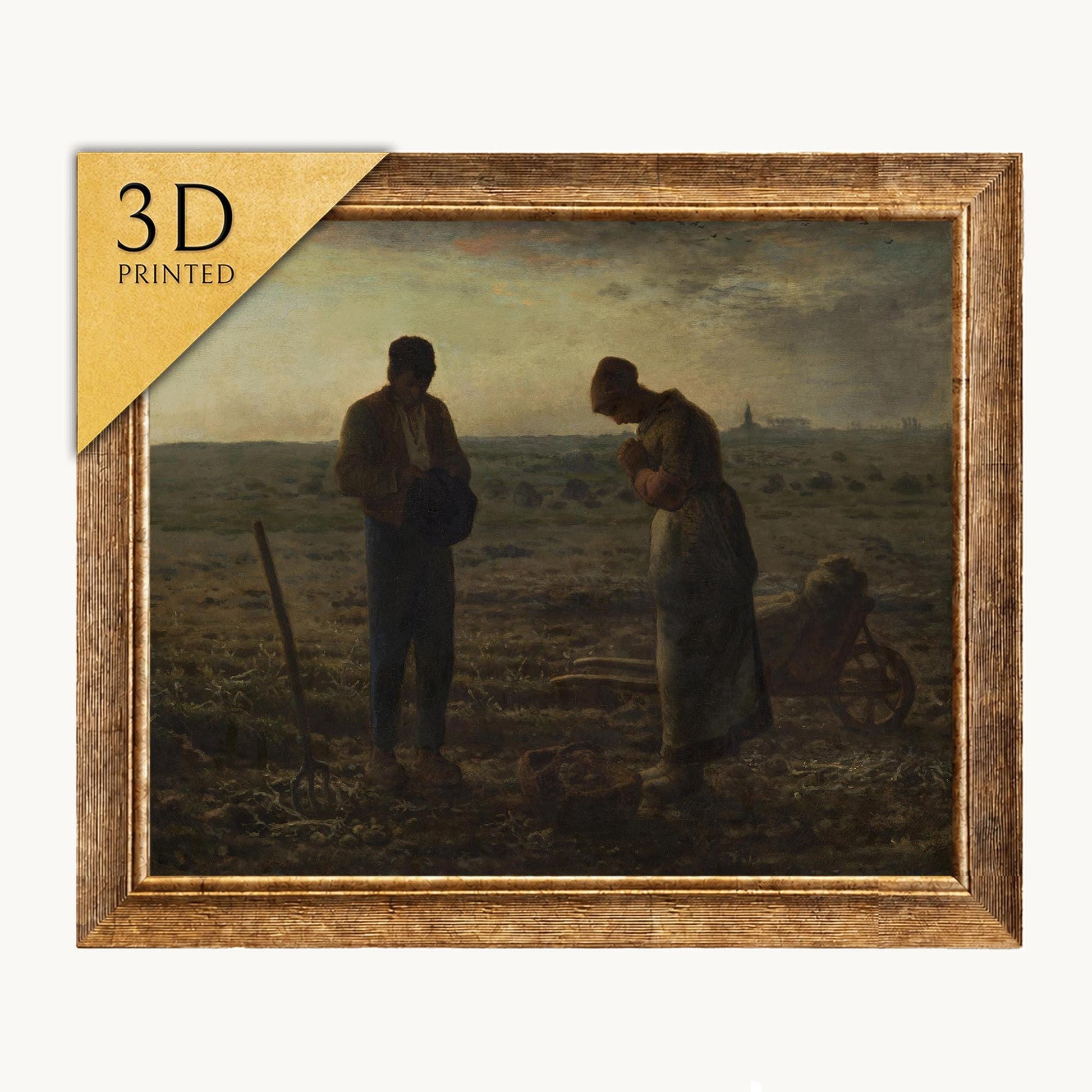 The Angelus 3D Print: Jean François Millet Textured Oil Painting Reproduction