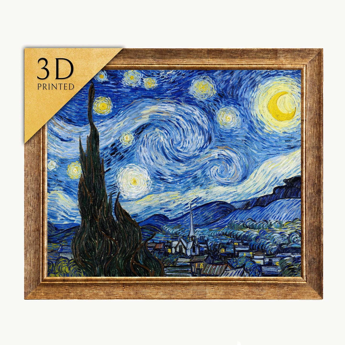 3D Printed Van Gogh Starry Night: Textured Brushstroke Art