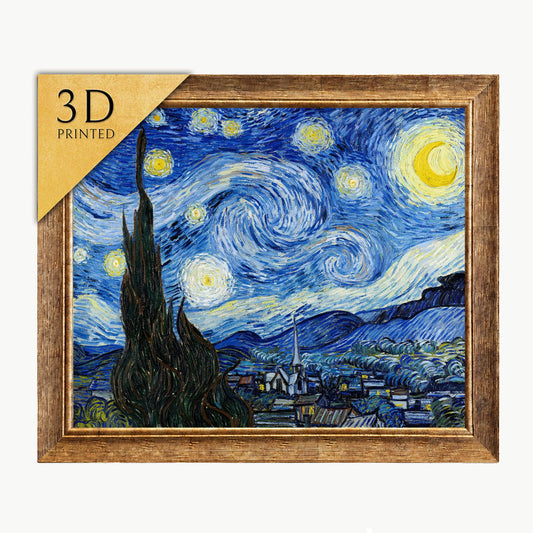 3D Printed Van Gogh Starry Night: Textured Brushstroke Art