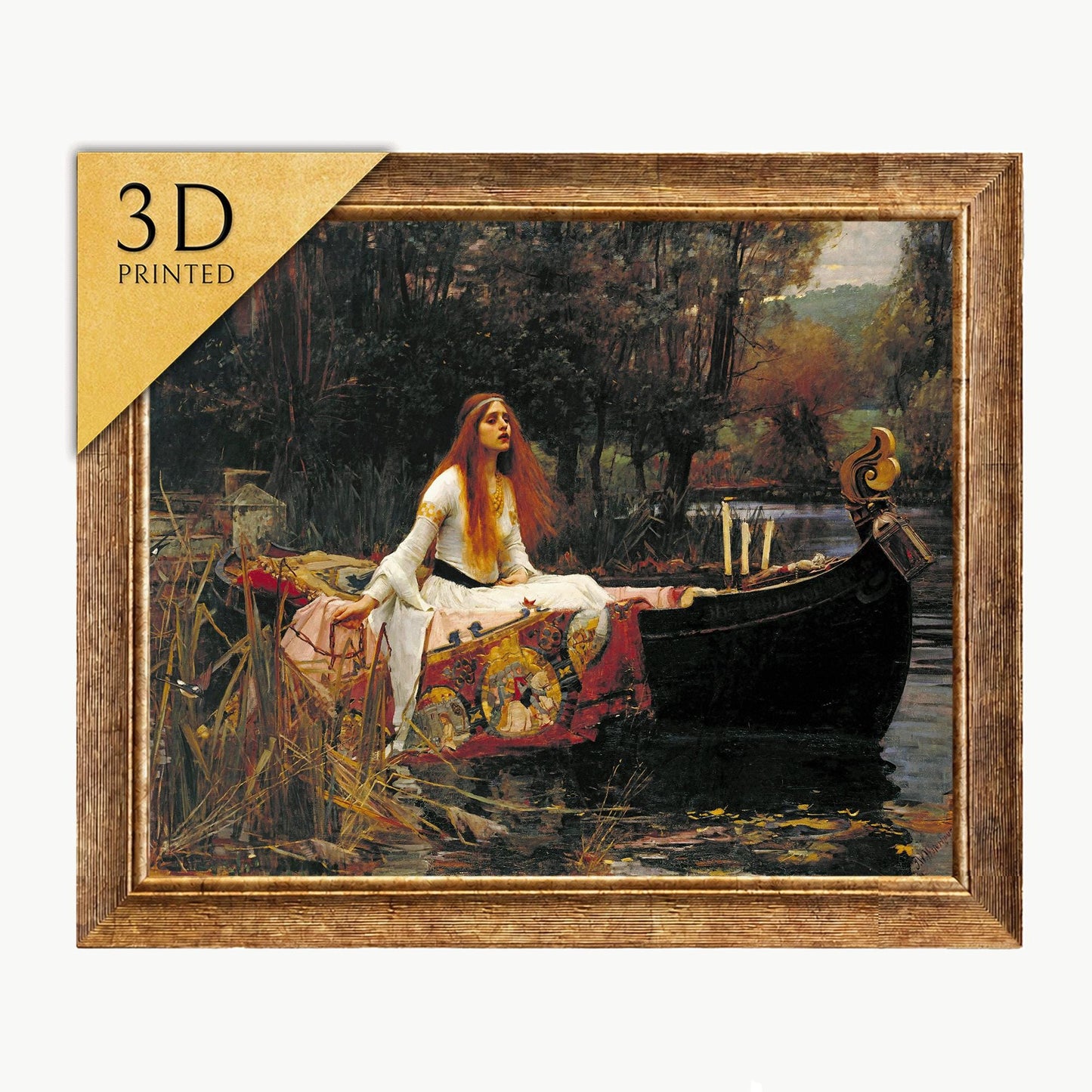 The Lady of Shalott 3D Print: John William Waterhouse Textured Painting