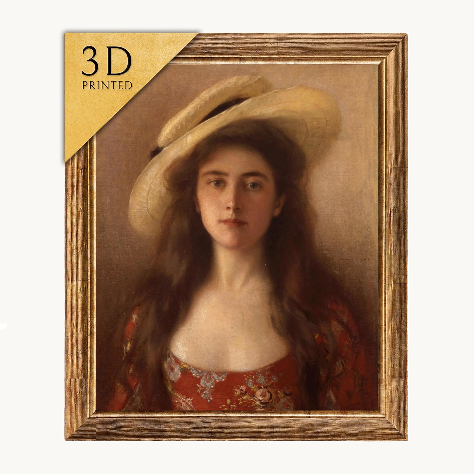 Alberth Lynch Woman in Straw Hat: 3D Textured Print