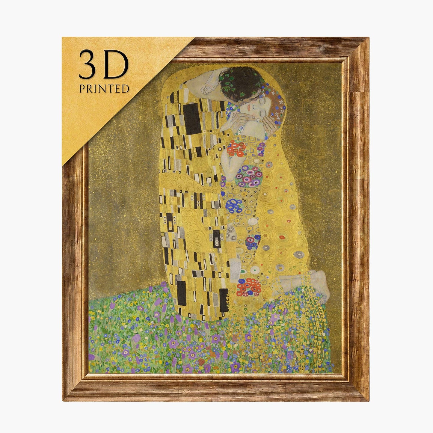 Gustav Klimt's The Kiss: 3D Textured Art Print