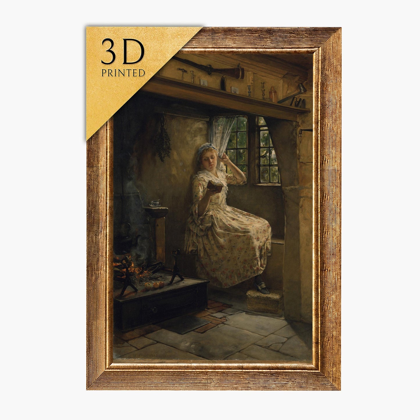 Frank Millet Print: A Cosey Corner, 3D Textured Oil Painting Reproduction