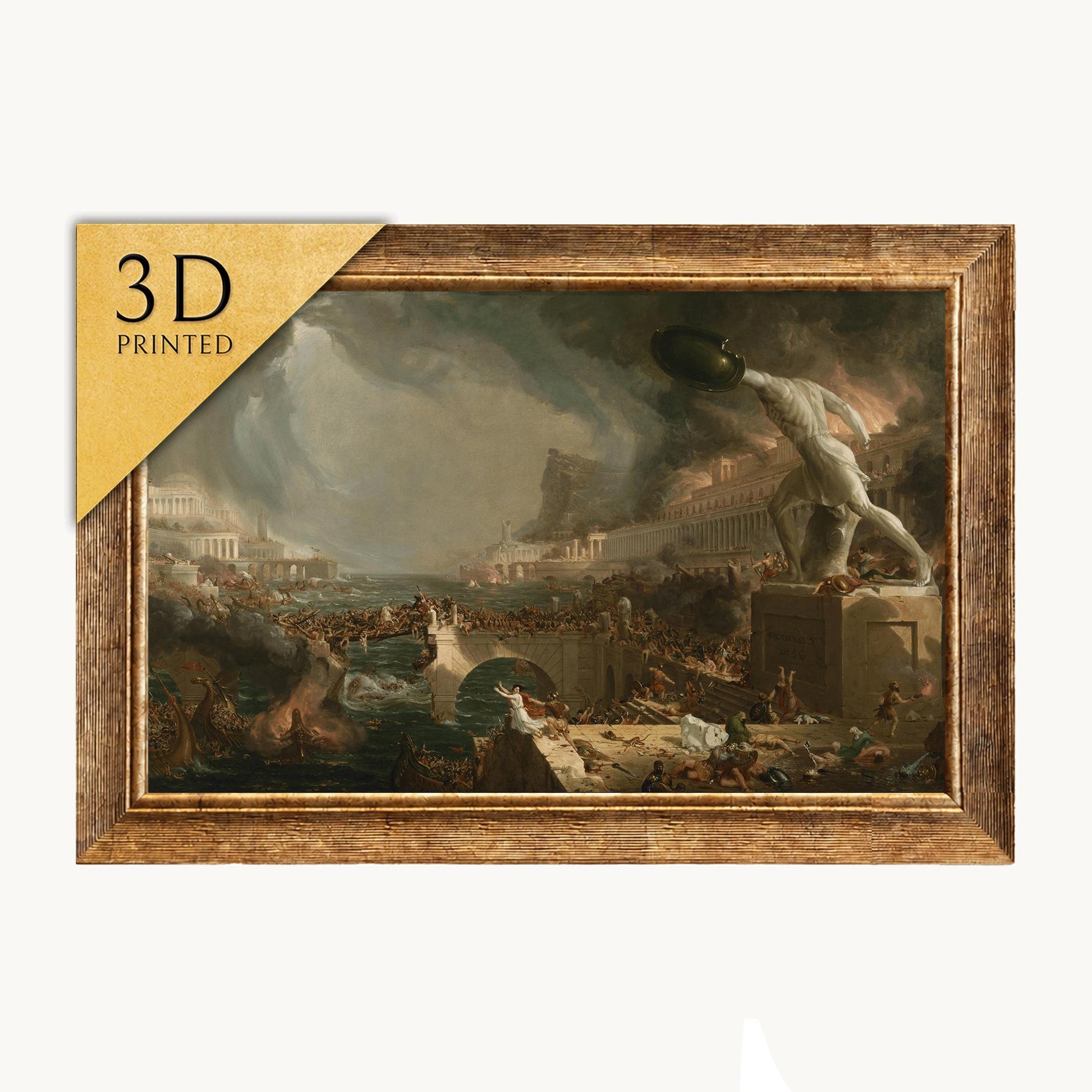 Thomas Cole 'Destruction' 3D Print: Textured Oil Painting Reproduction
