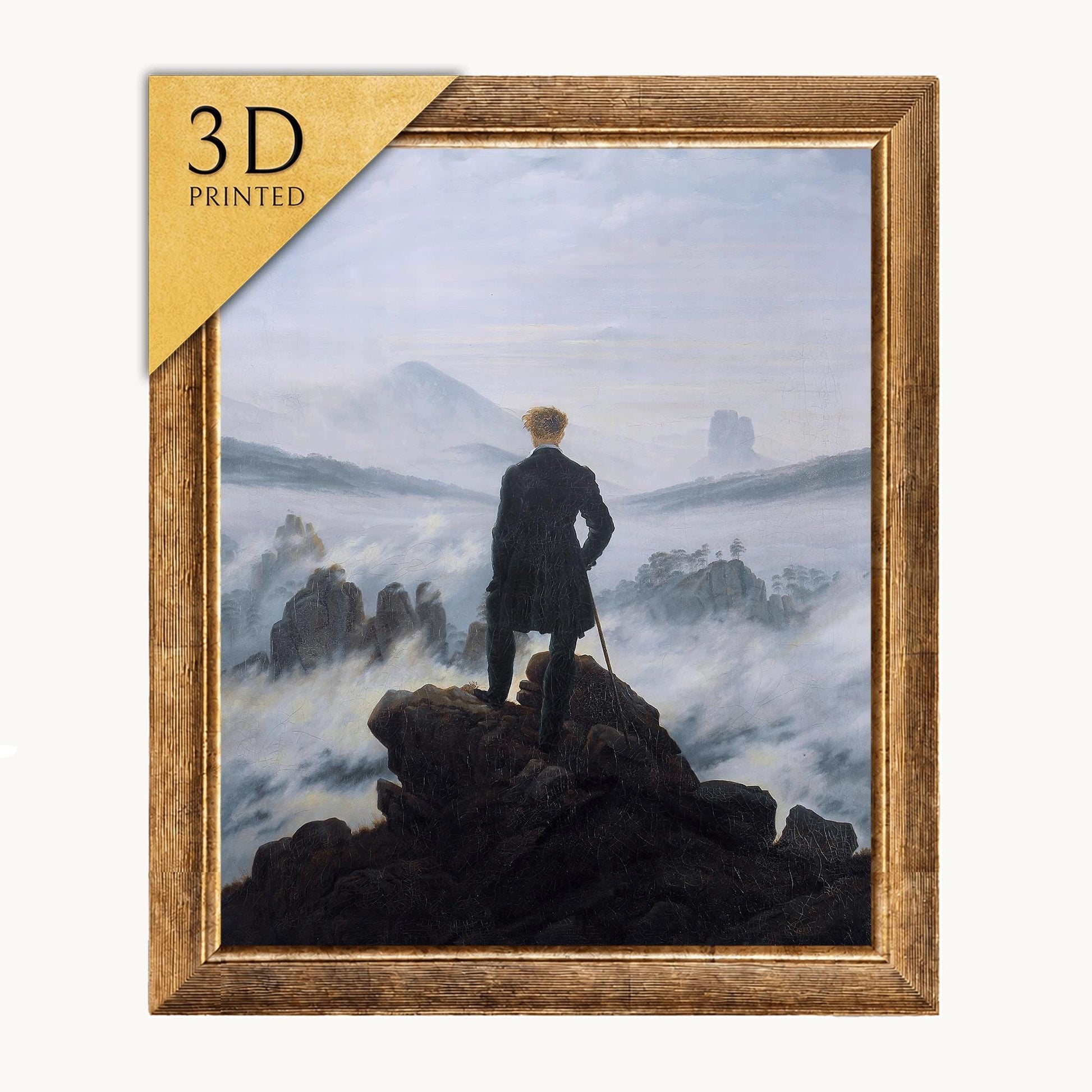 Wanderer Above the Sea 3D Print: Caspar David Friedrich Textured Art