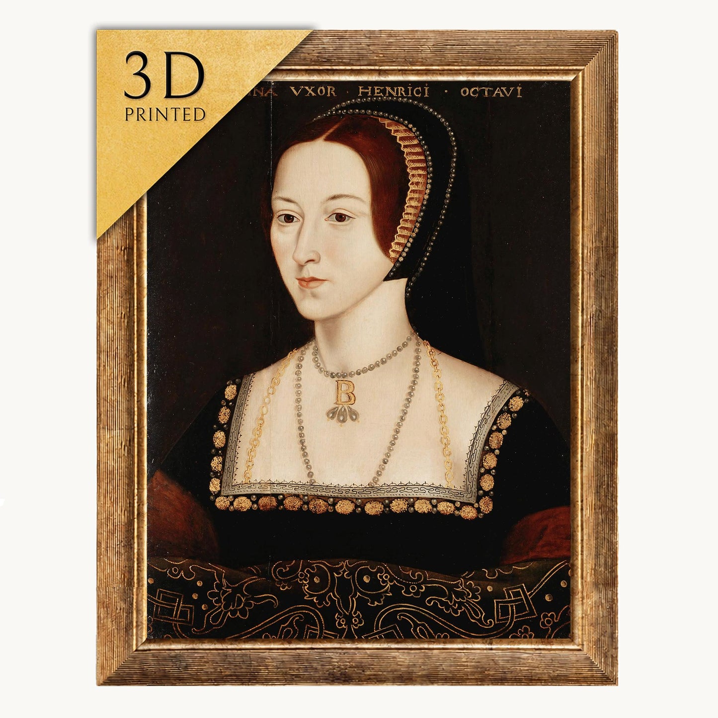 Anne Boleyn Portrait: 3D Printed Textured Art