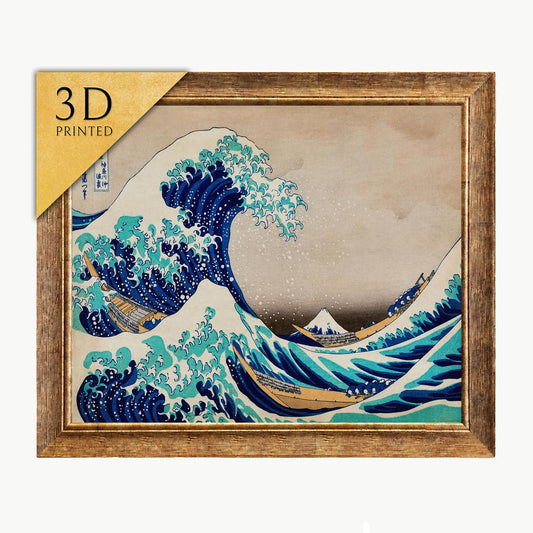 Kanagawa Oki Nami Ura by Katsushika Hokusai, 3d Printed with texture and brush strokes looks like original oil painting