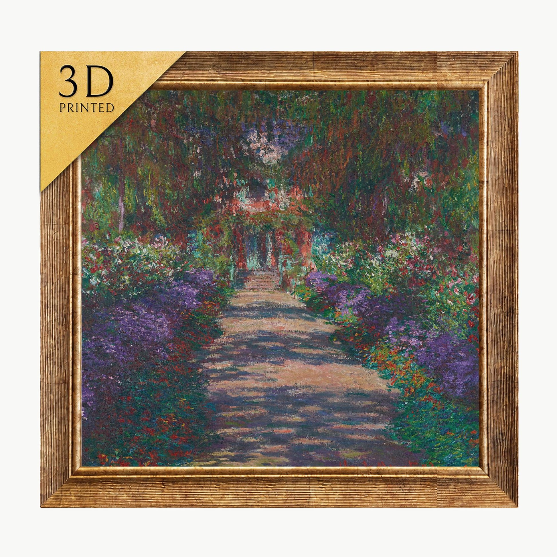 Monet's Garden Print: 3D Textured Oil Painting Reproduction