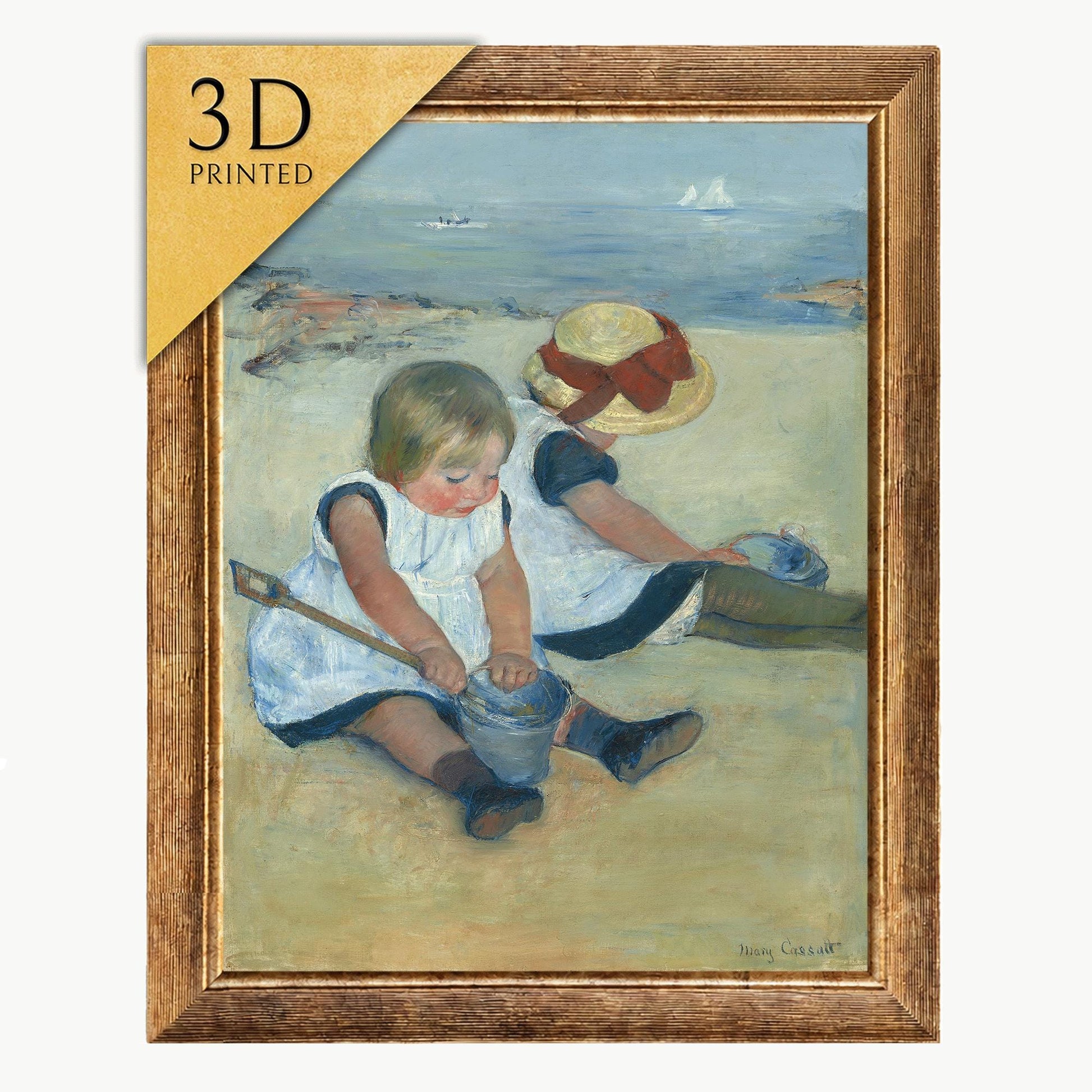 Mary Cassatt - Children Playing on the Beach: 3D Textured Print