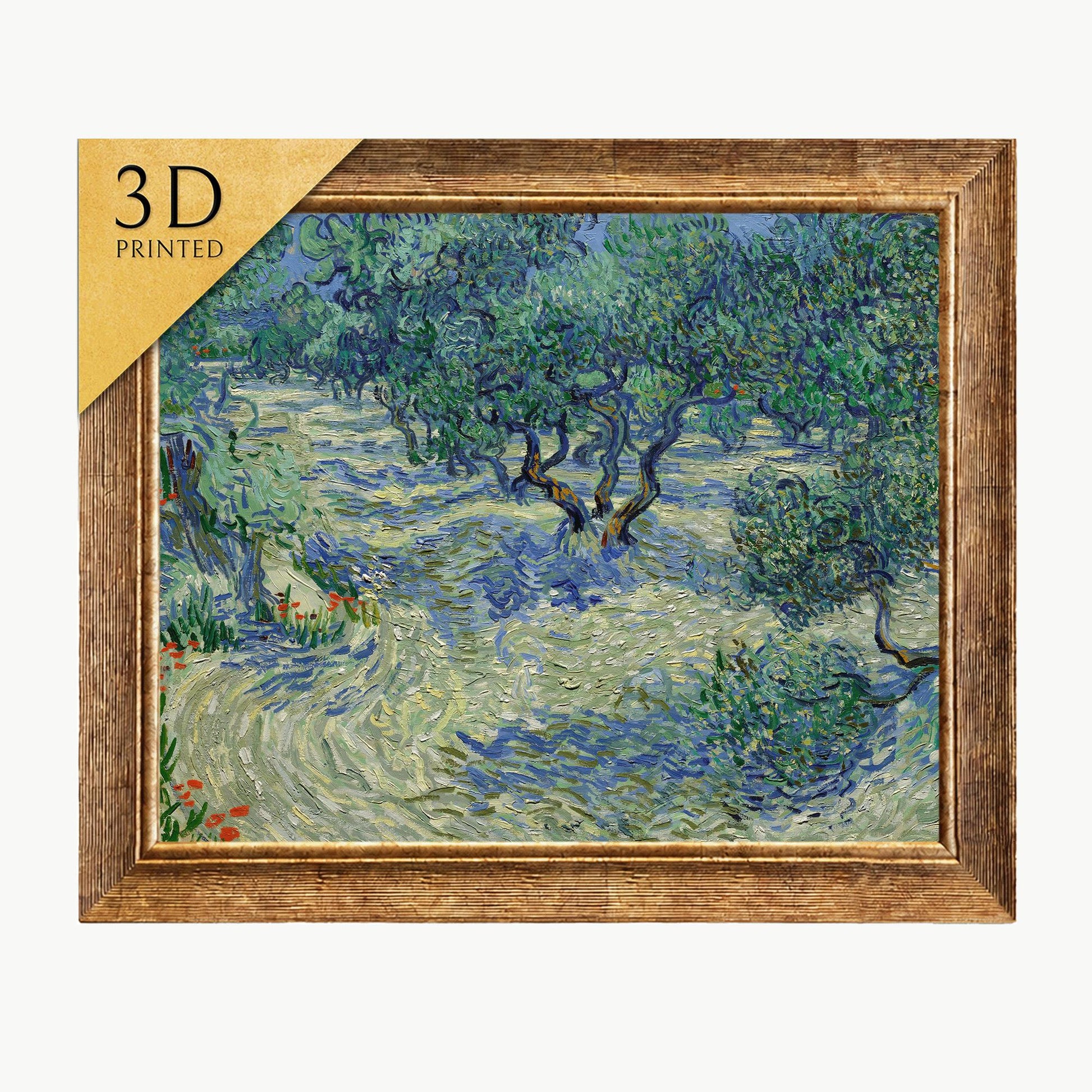 3D Printed Van Gogh Olive Orchard: Textured Brushstroke Art