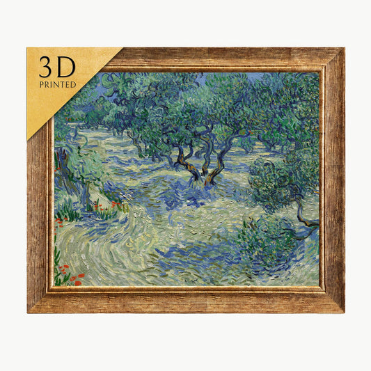 3D Printed Van Gogh Olive Orchard: Textured Brushstroke Art