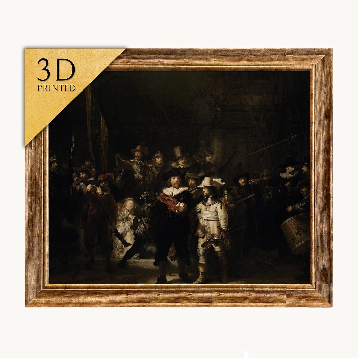 Rembrandt's The Night Watch 3D Print: Textured Oil Painting Reproduction