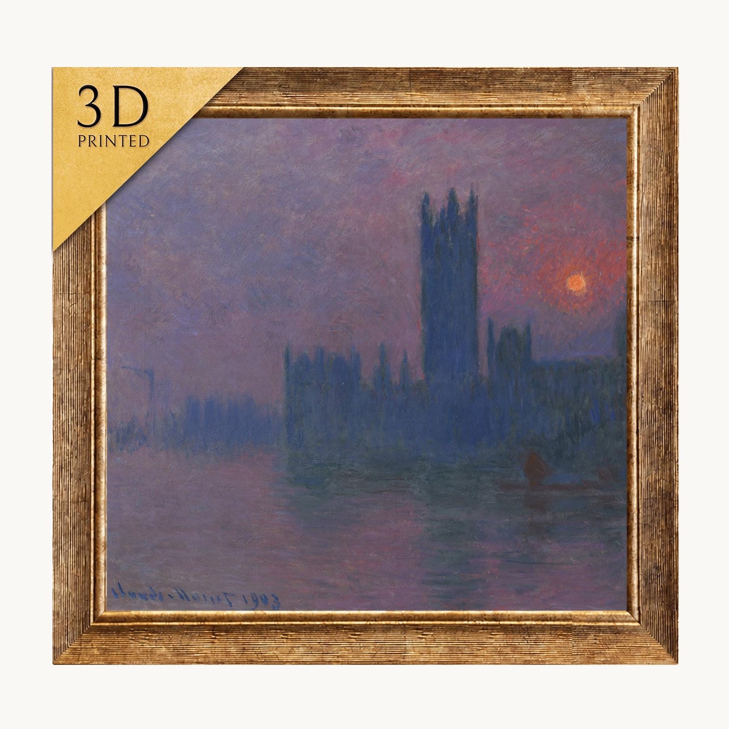 Monet Houses of Parliament Sunset: 3D Textured Print