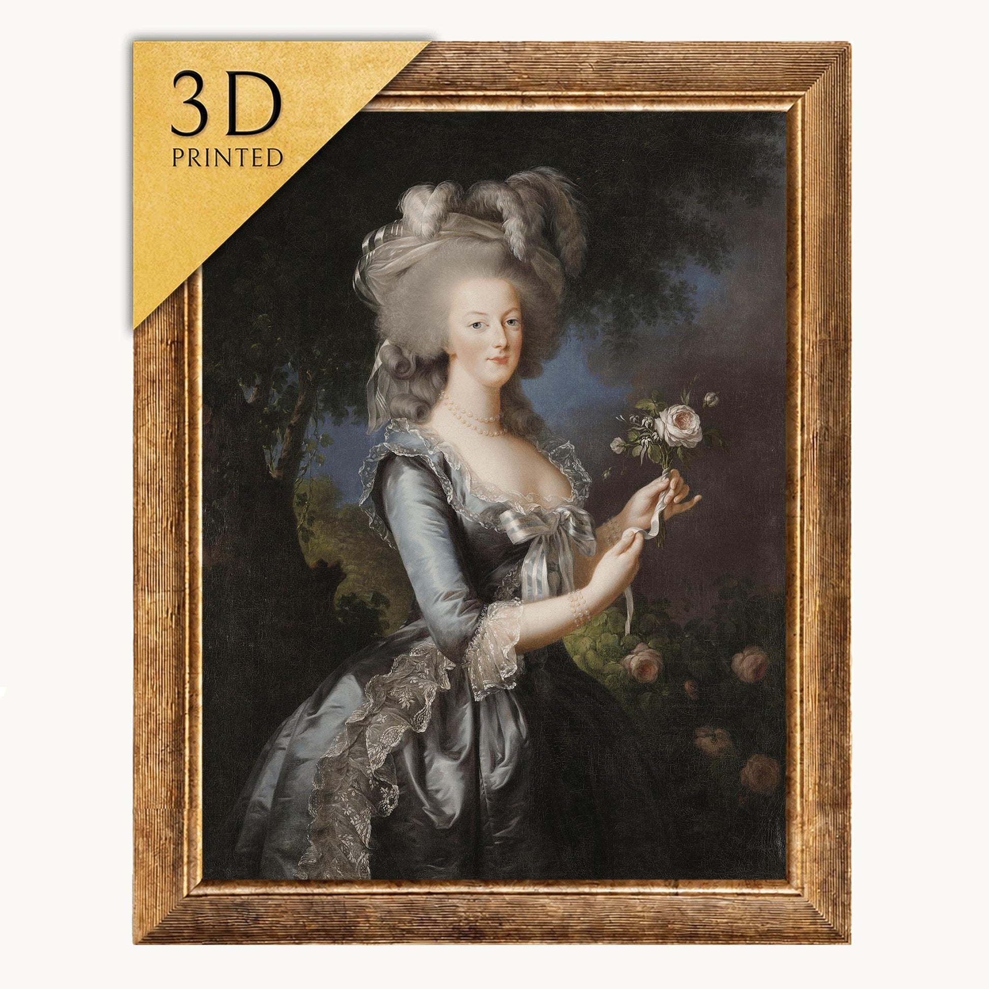 Marie Antoinette 3D Print by Le Brun: Textured Oil Painting Reproduction