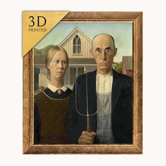 American Gothic 3D Print: Textured Brushstrokes, Grant Wood