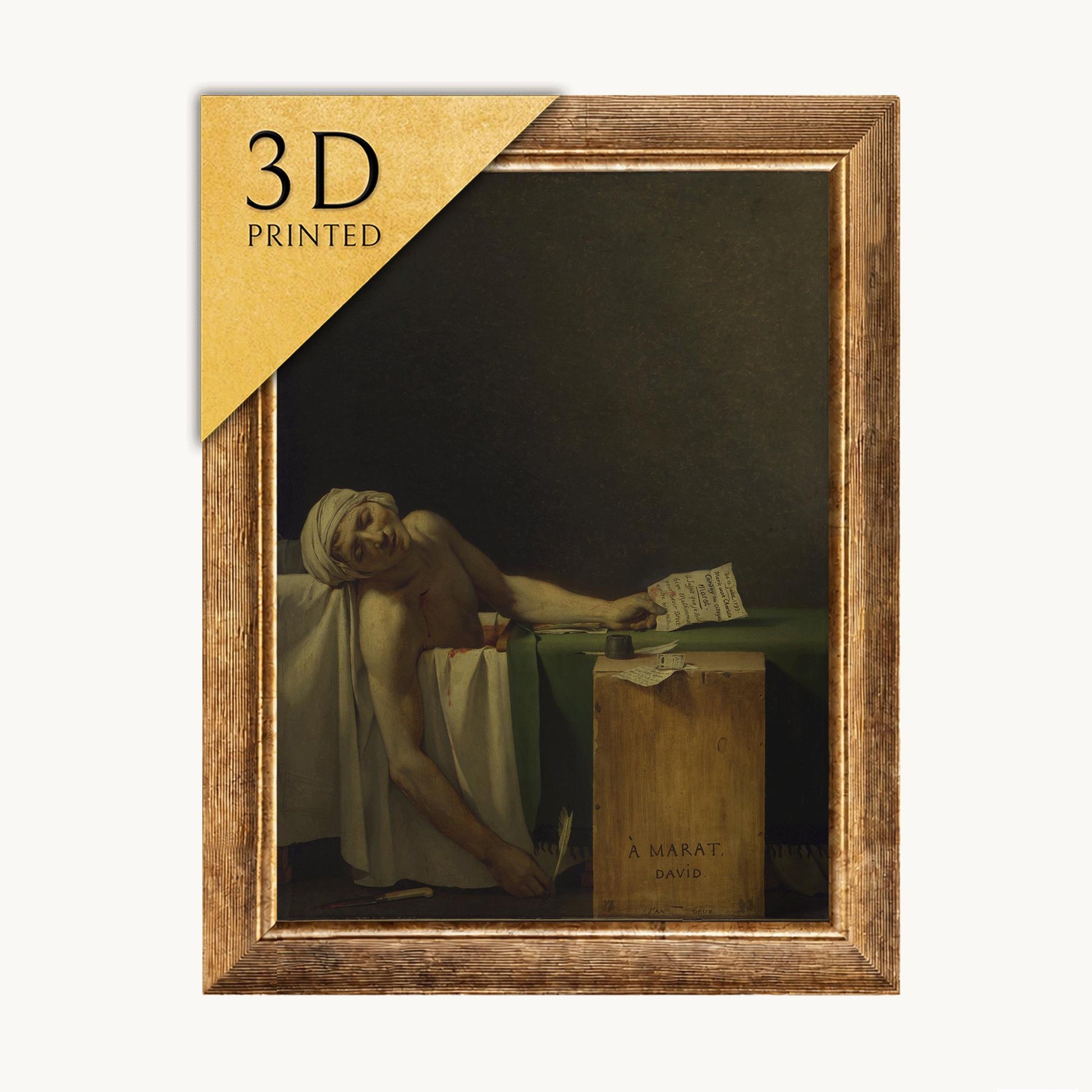 Marat Assassinated 3D Print: Jacques Louis David Textured Oil Painting