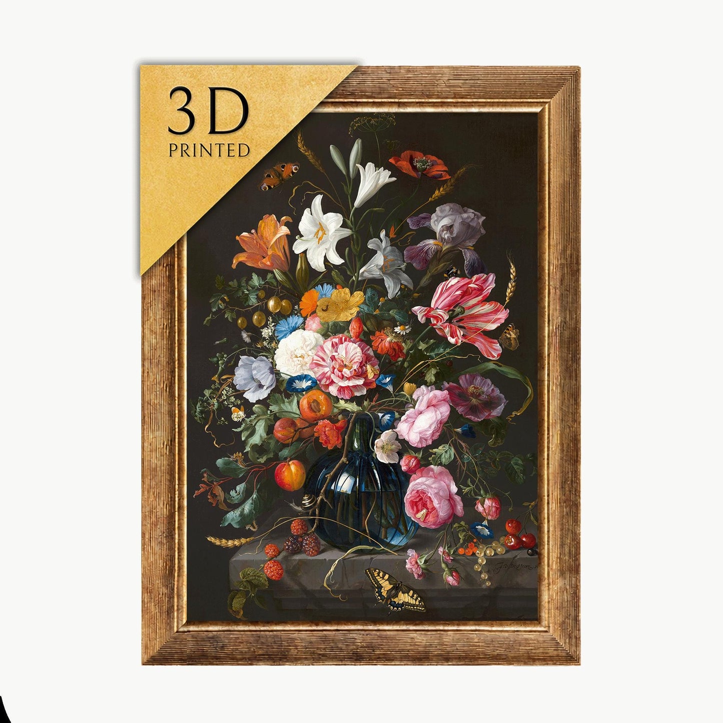 Jan Davidsz de Heem: Vase of Flowers - 3D Textured Print