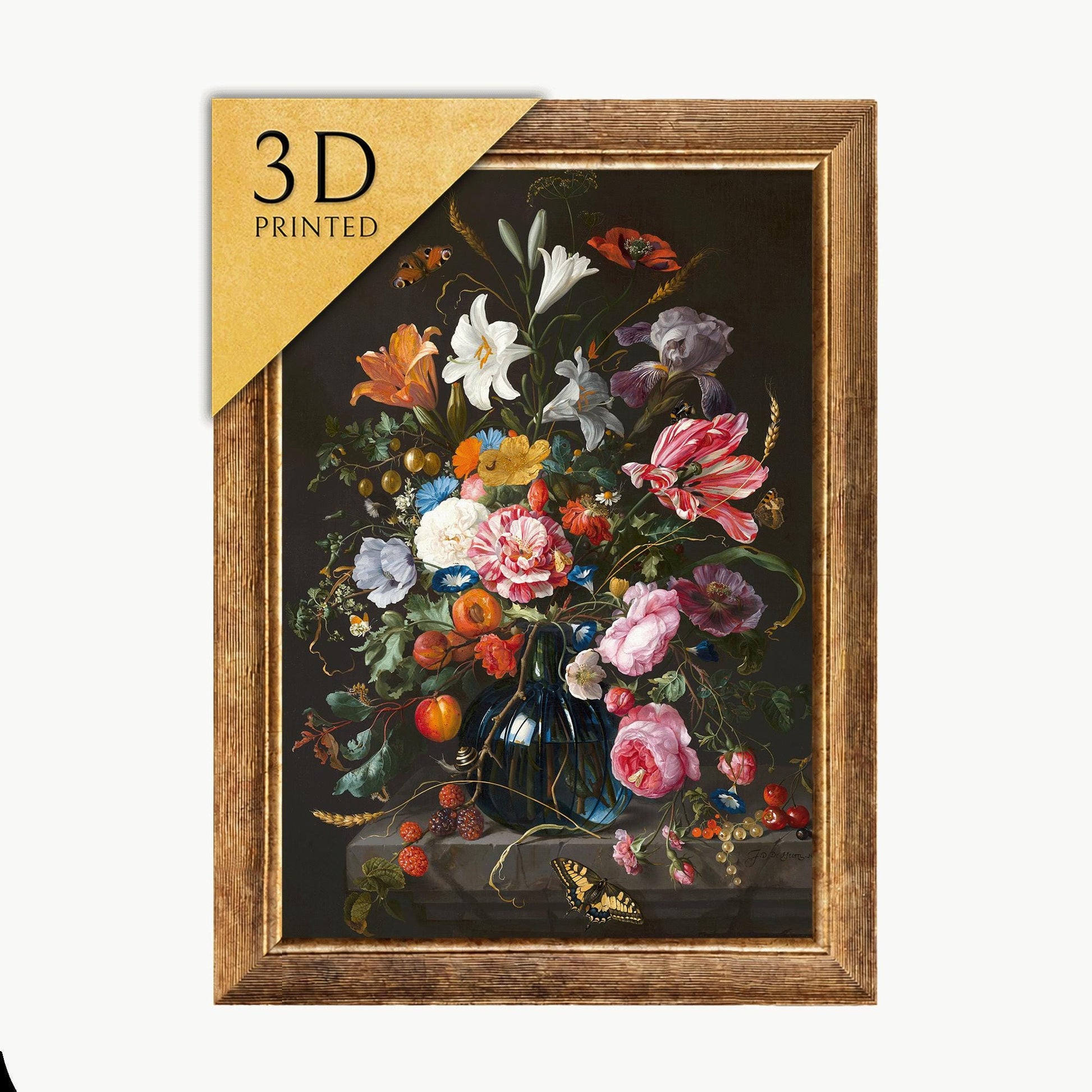 Jan Davidsz de Heem: Vase of Flowers - 3D Textured Print