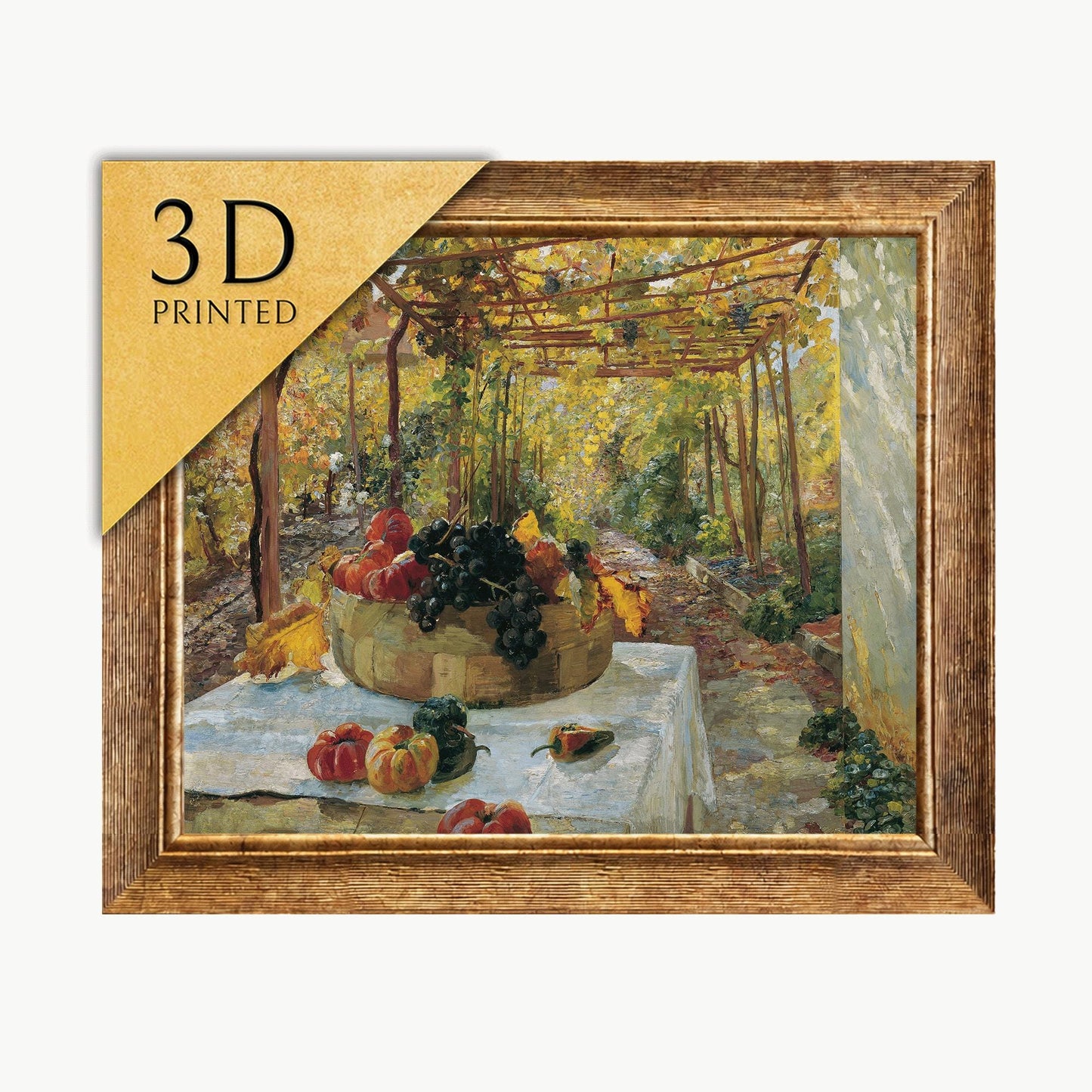 Marie Egner 'In der Pergola' 3D Textured Print: Oil Painting Reproduction