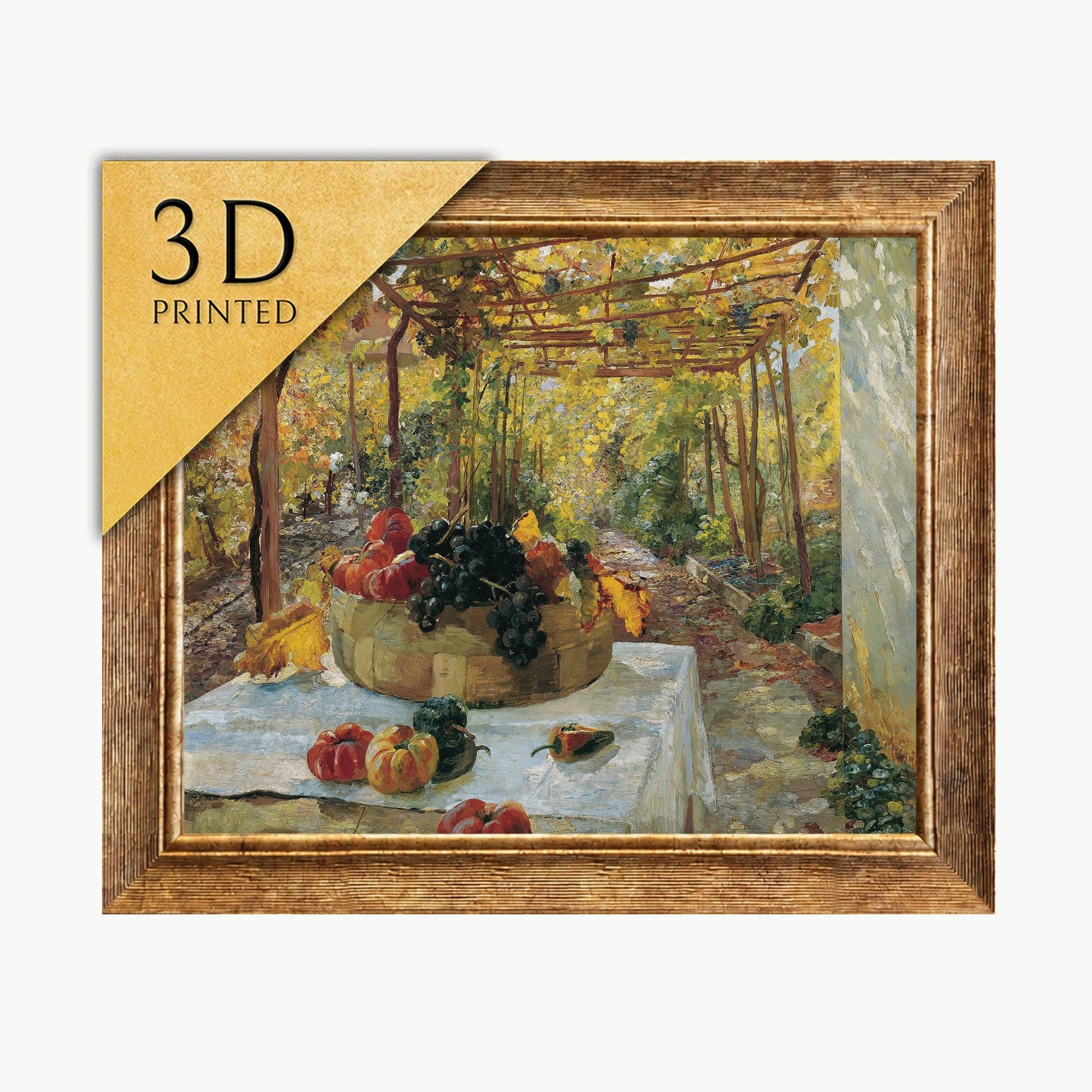 Marie Egner 'In der Pergola' 3D Textured Print: Oil Painting Reproduction