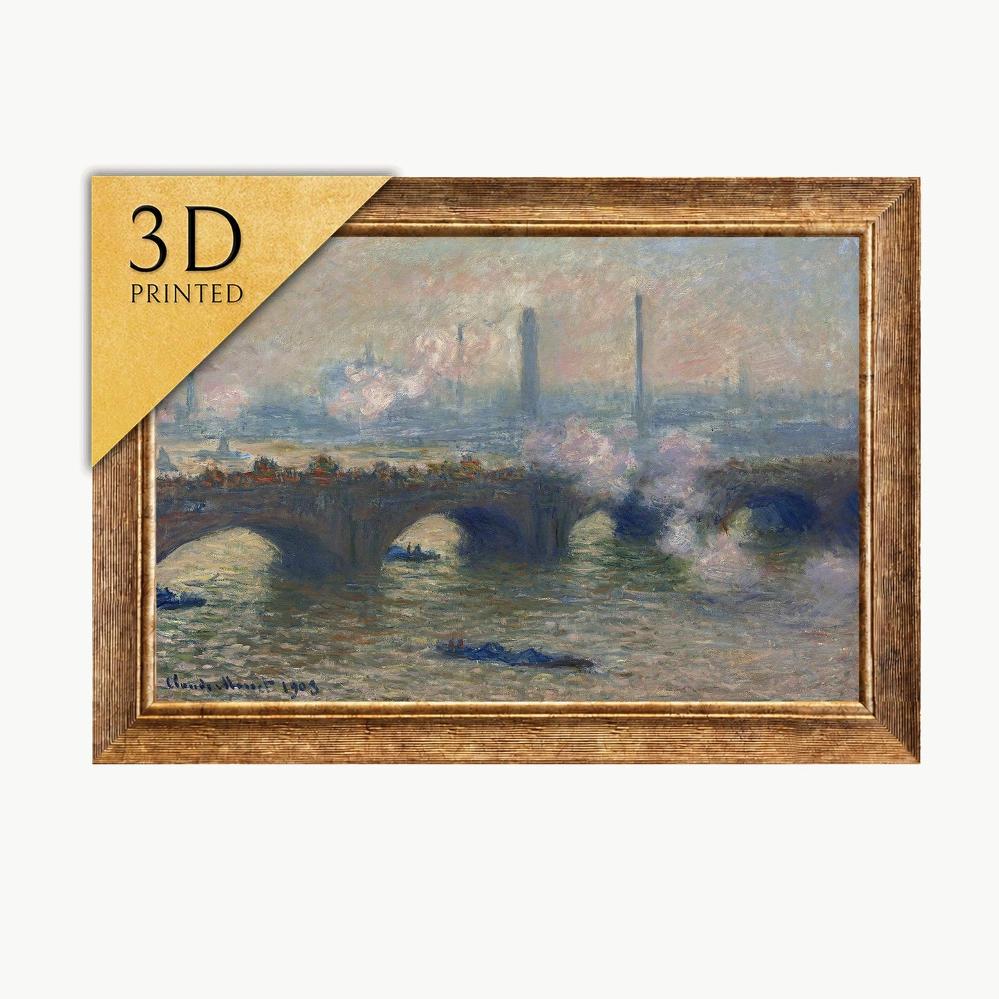 Monet's Waterloo Bridge 3D Print: Textured Impressionist Art