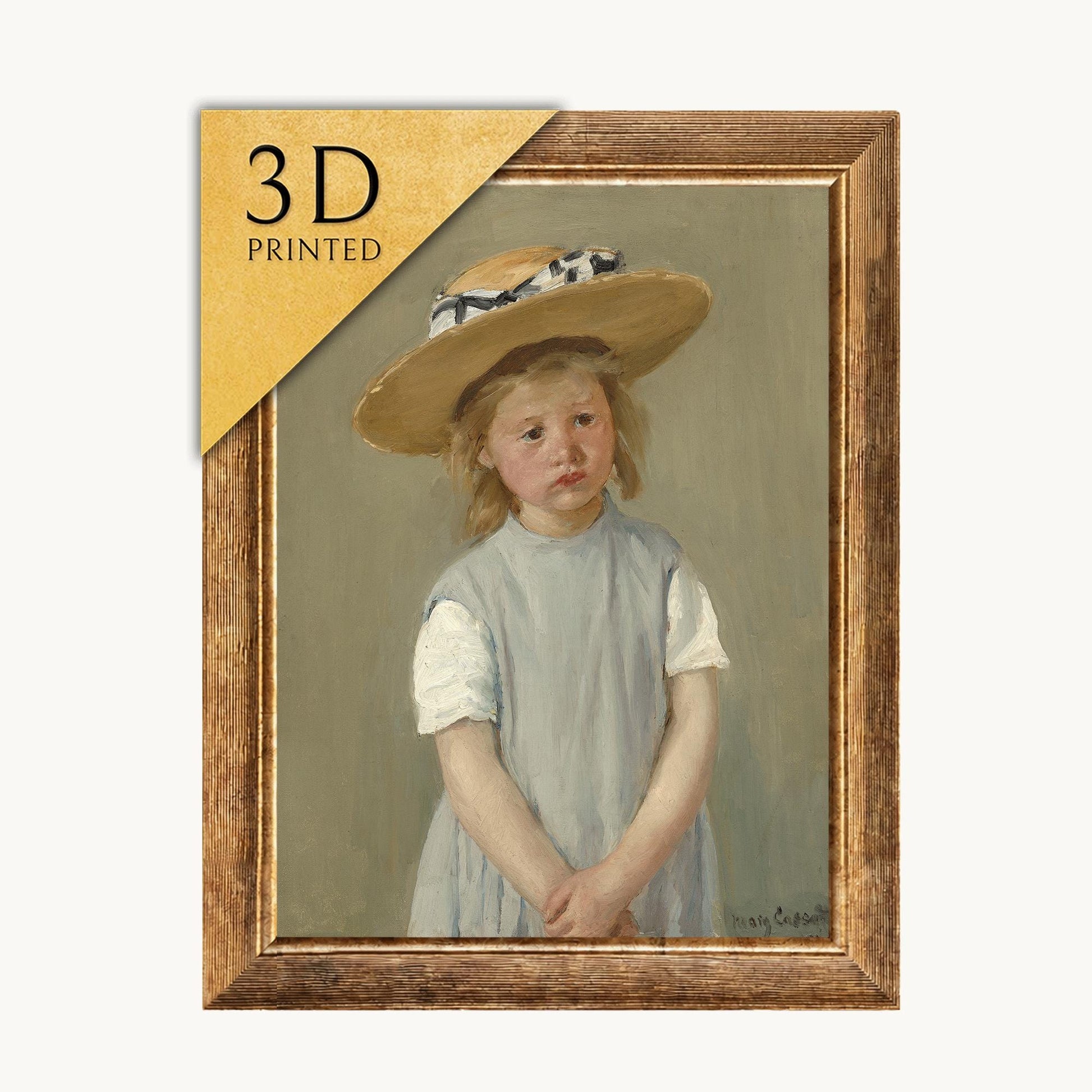 Mary Cassatt - Child in a Straw Hat: 3D Printed Oil Painting Replica