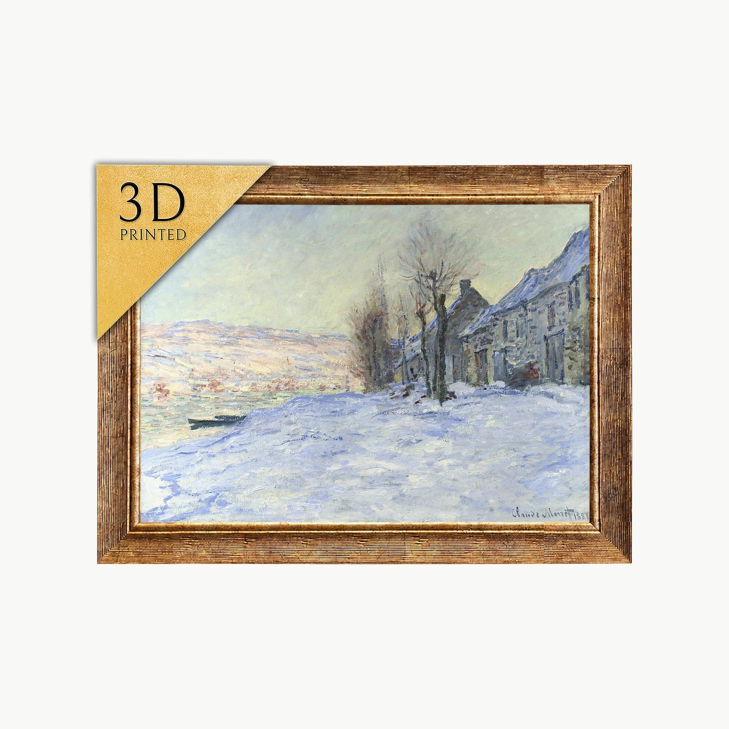 Claude Monet Lavacourt Under Snow: 3D Textured Art Print