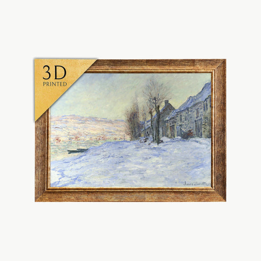 Claude Monet Lavacourt Under Snow: 3D Textured Art Print