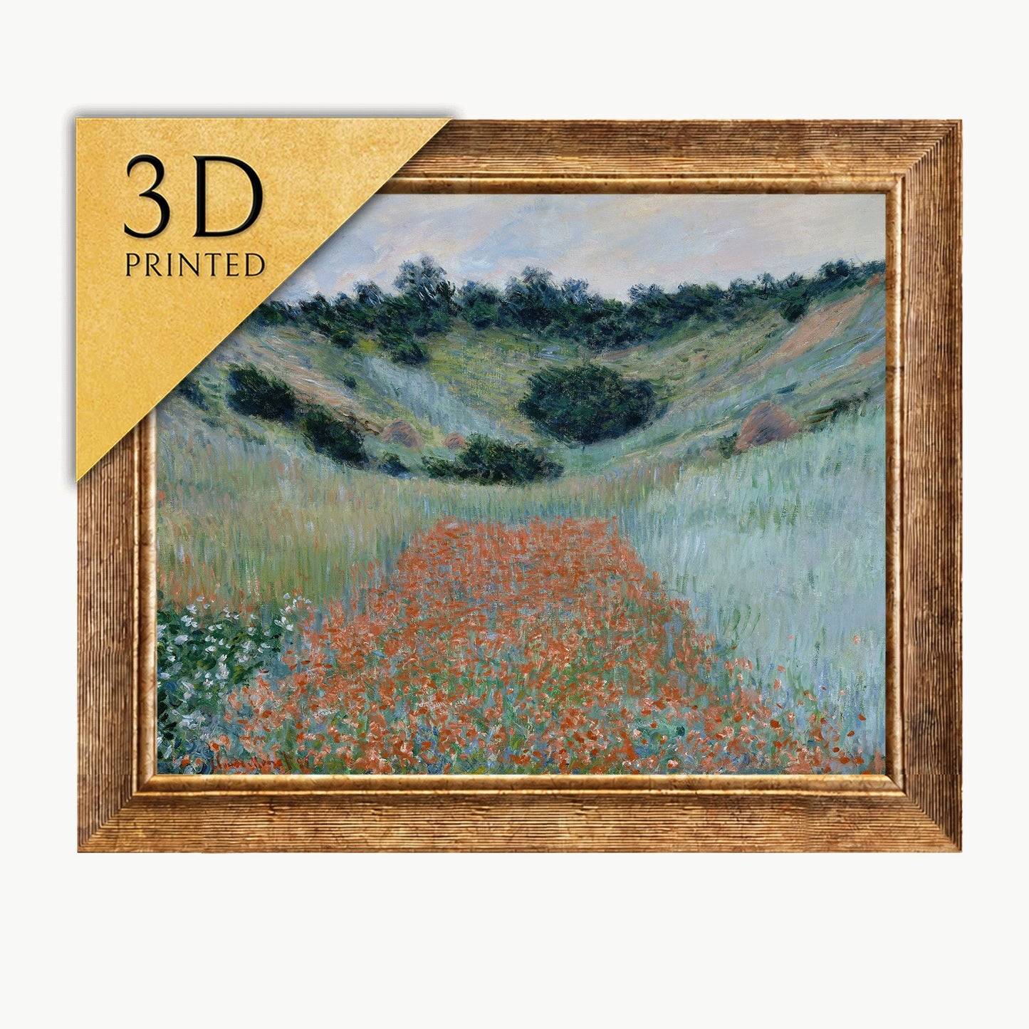 Monet Poppy Field 3D Print: Textured Impressionist Art