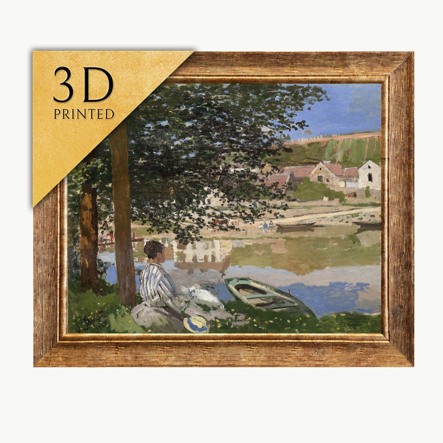Monet's 'On the Bank of the Seine' 3D Textured Print