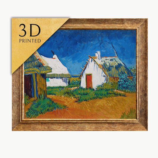 Van Gogh: Three White Cottages - 3D Textured Art Print