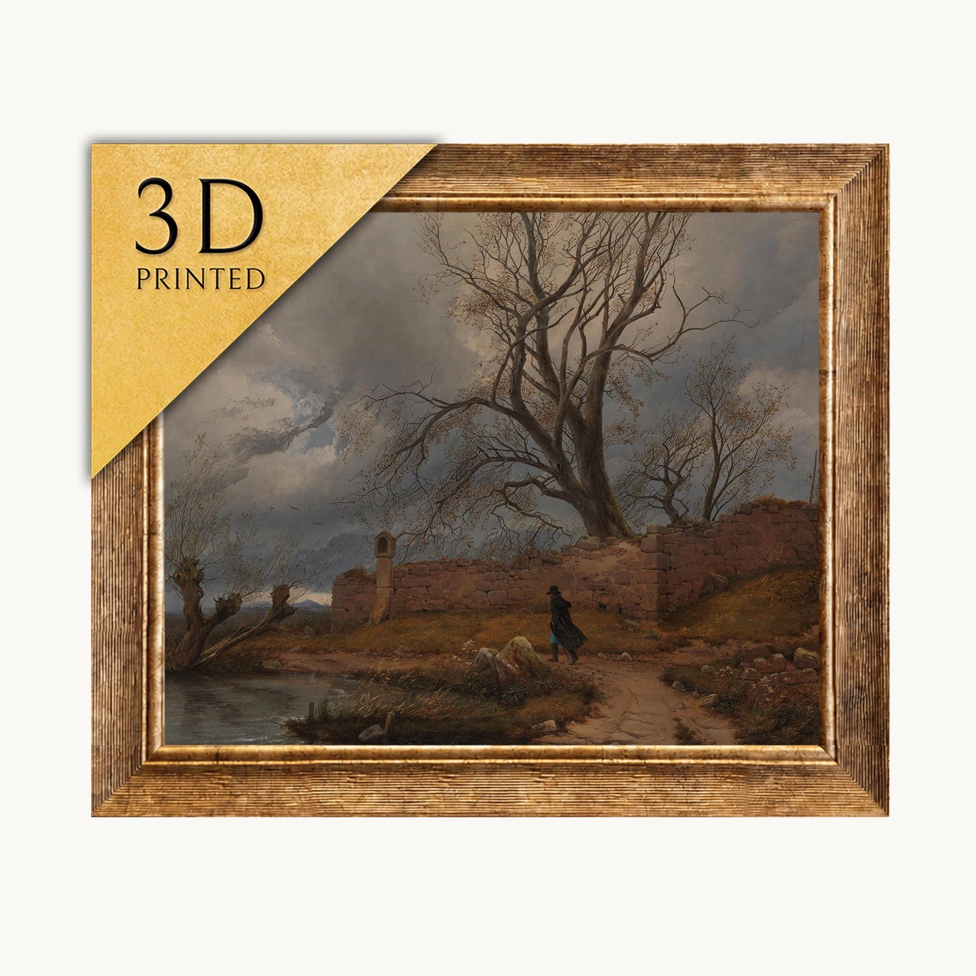 3D Printed 'Wanderer in the Storm' Oil Painting Reproduction