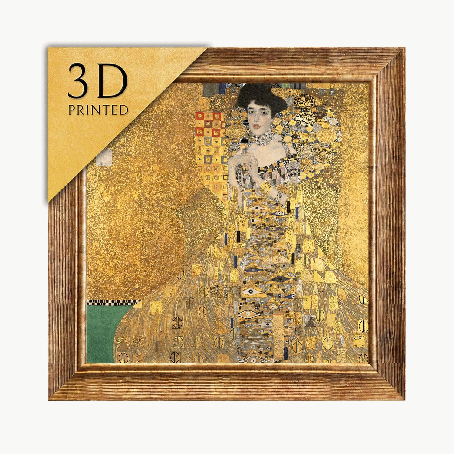 Adele Bloch-Bauer I 3D Print by Gustav Klimt: Textured Art Reproduction