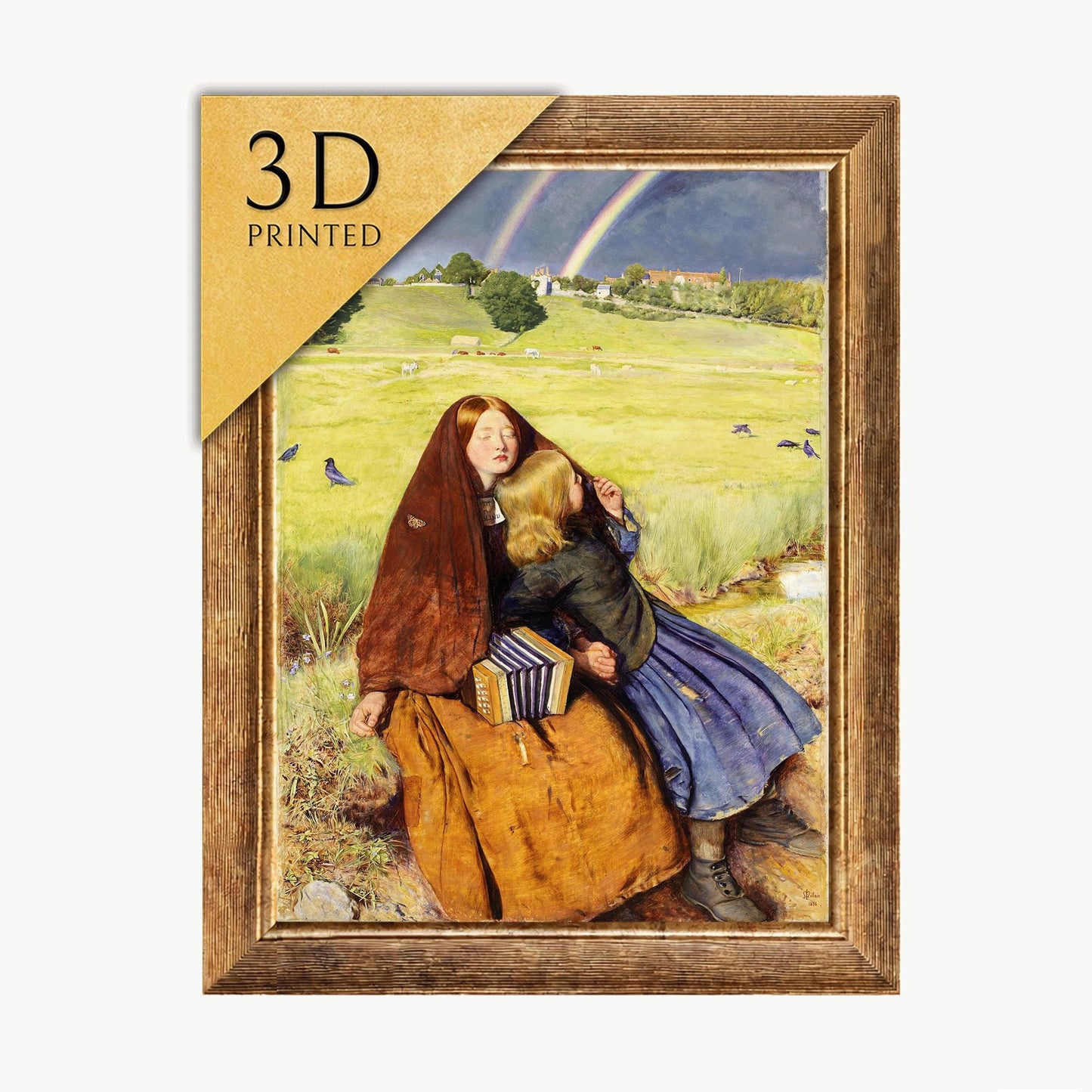 The Blind Girl 3D Print by Millais: Textured Oil Painting Reproduction