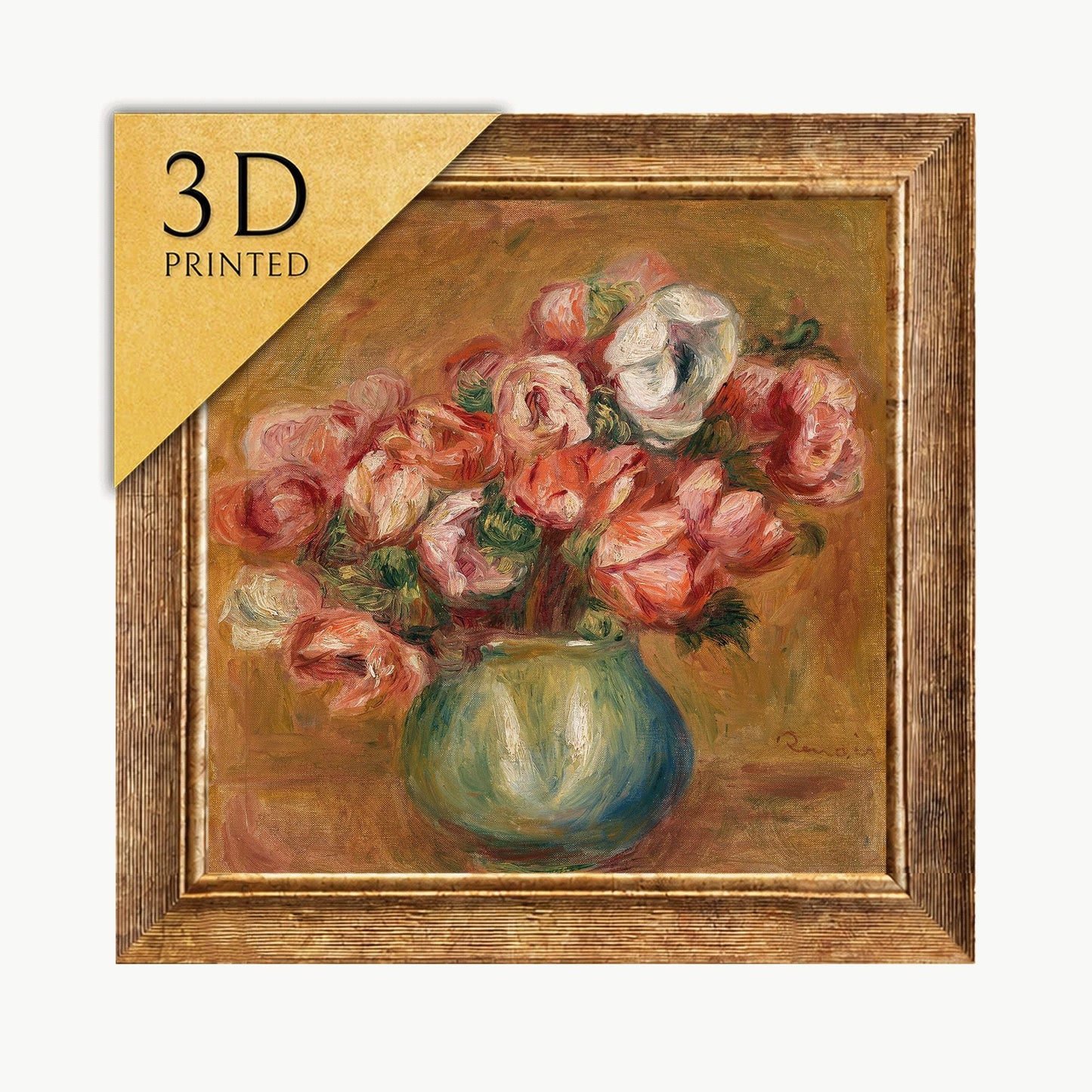 Renoir Anemones 3D Print: Textured Floral Still Life