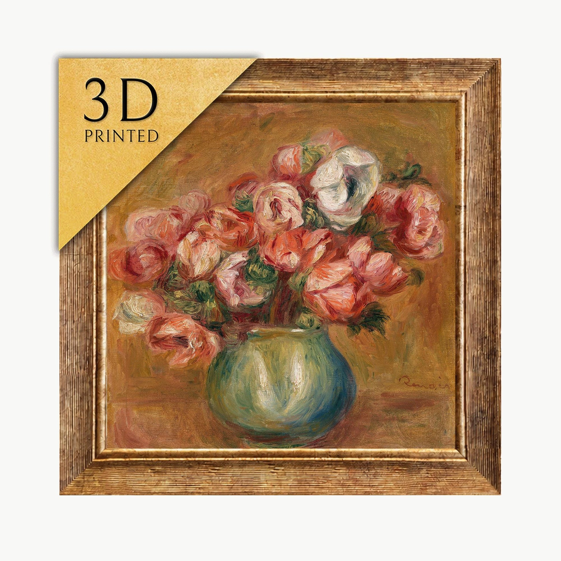 Renoir Anemones 3D Print: Textured Floral Still Life