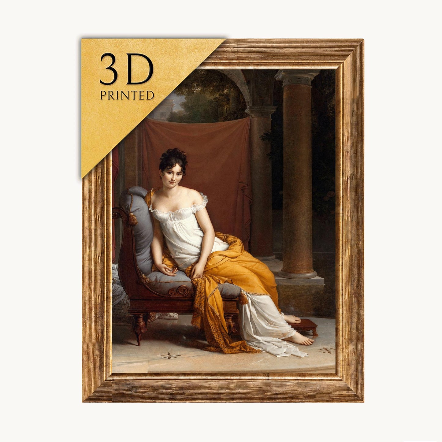 Juliette Récamier 3D Print: Textured Oil Painting Reproduction