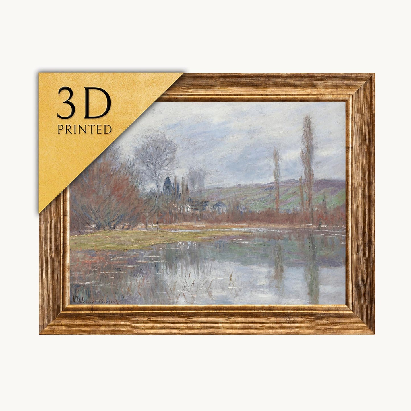 Monet Printemps A Vetheuil 3D Textured Print: Brushstroke Oil Painting Reproduction