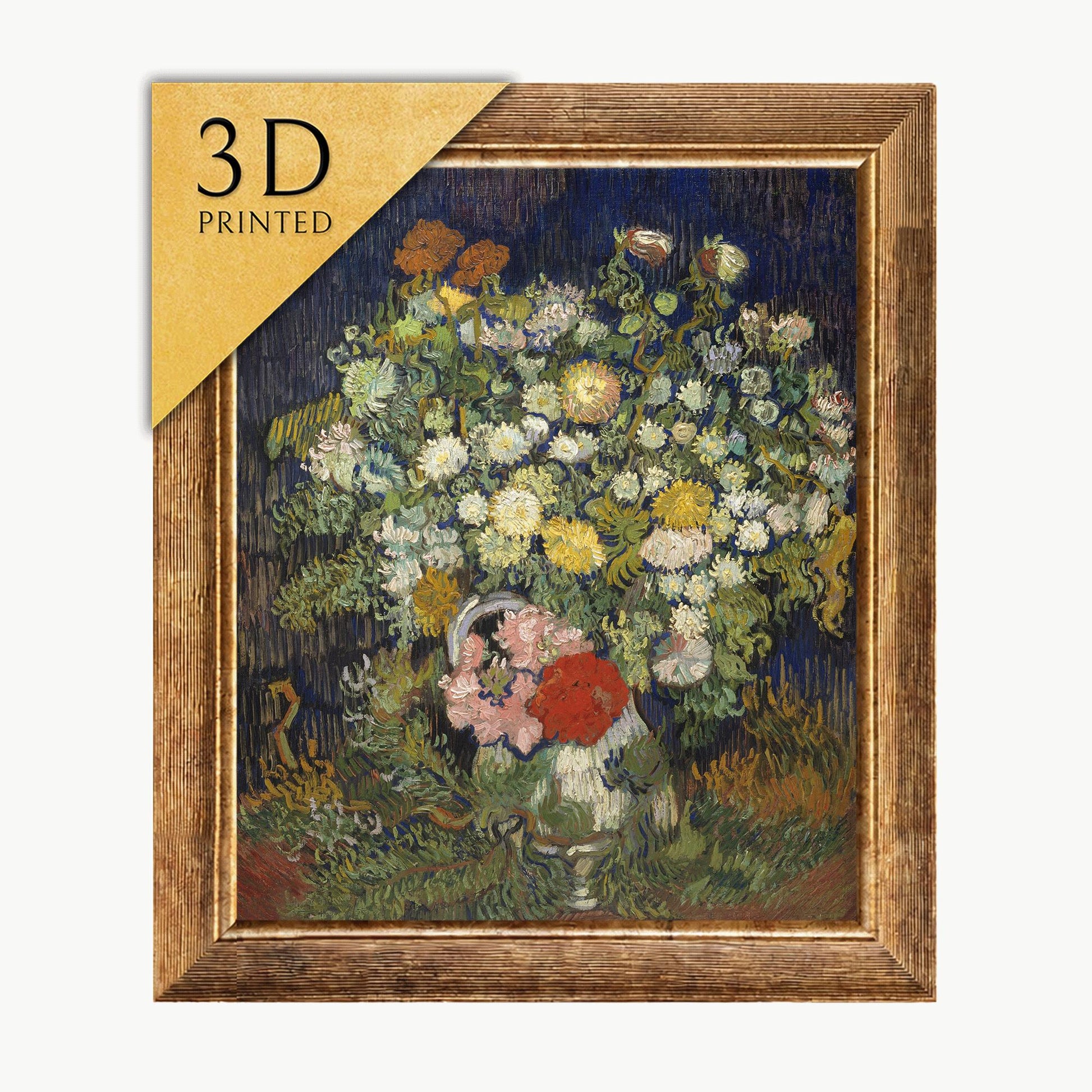 Van Gogh Flowers in Vase 3D Print: Textured Oil Painting Replica