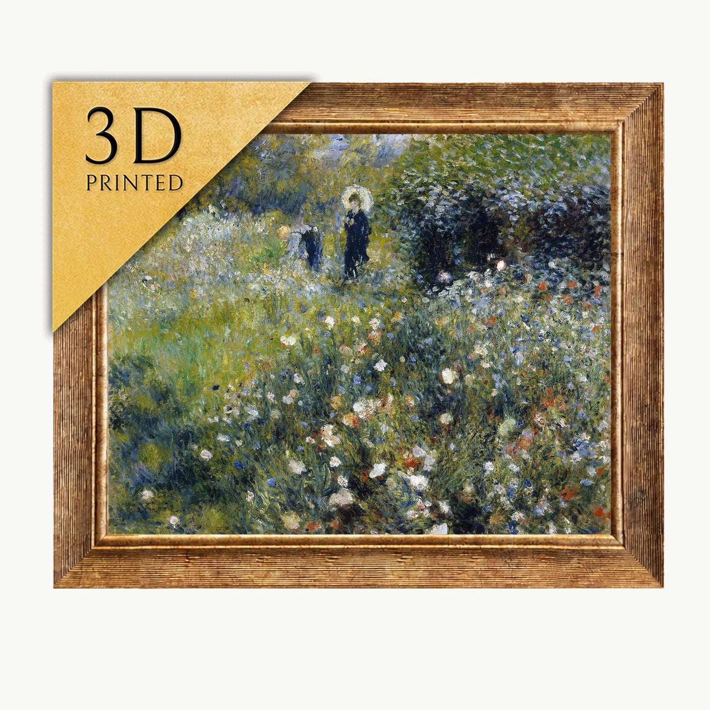Renoir Woman with Parasol 3D Textured Print: Impressionist Art
