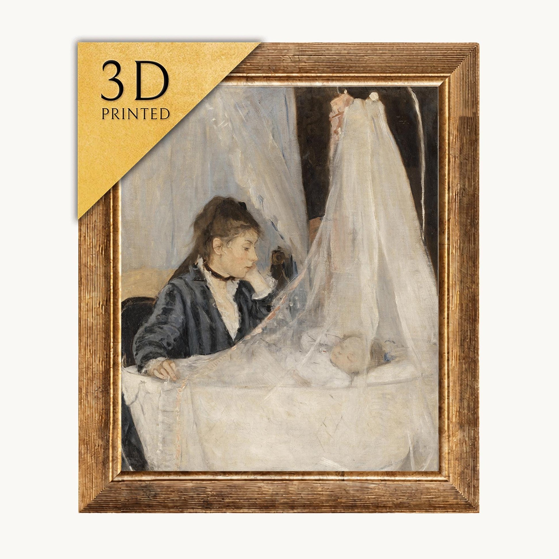 Berthe Morisot 'The Cradle' 3D Print: Textured Oil Painting Replica