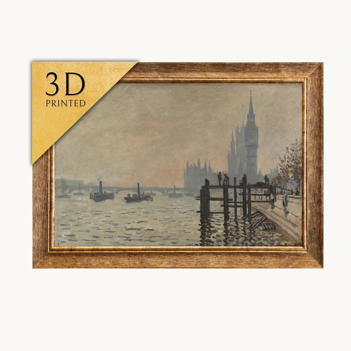 Claude Monet: The Thames below Westminster, 3D Texture Art Print