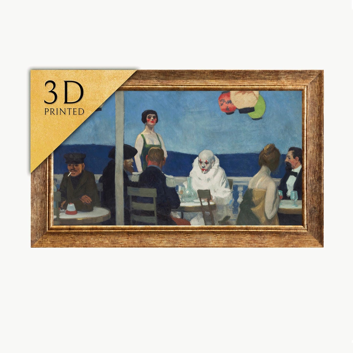 Soir Bleu by Edward Hopper, 3d Printed with texture and brush strokes looks like original oil painting