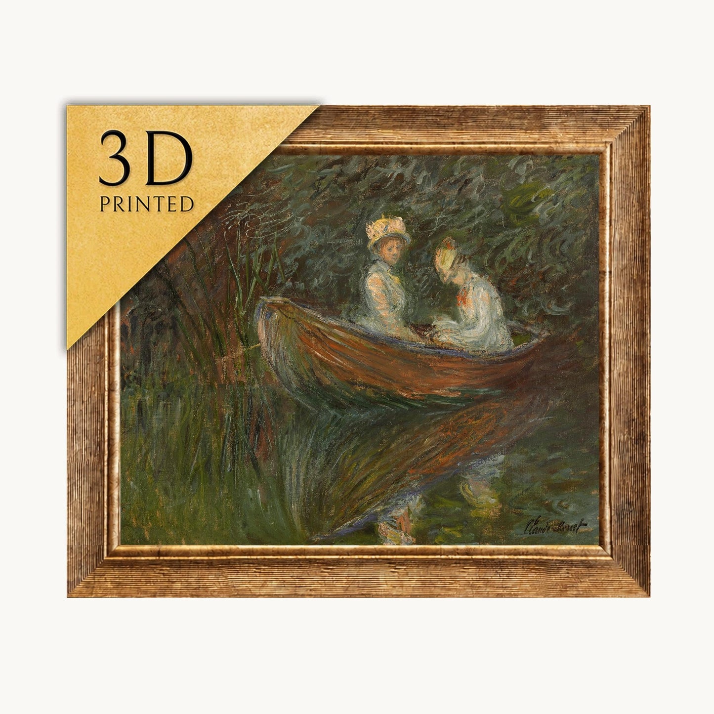 Deux Femmes en Barque by Claude Monet: 3D Textured Print