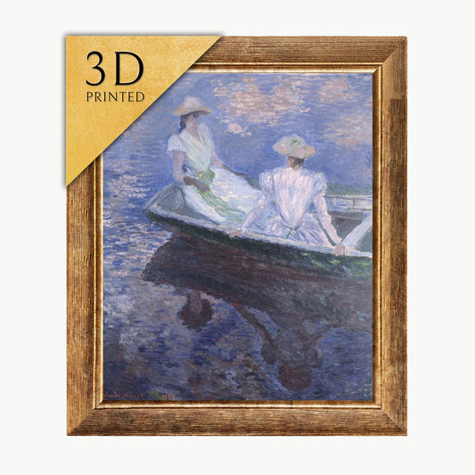 Monet "On the Boat" 3D Textured Print: Brushstroke Effect