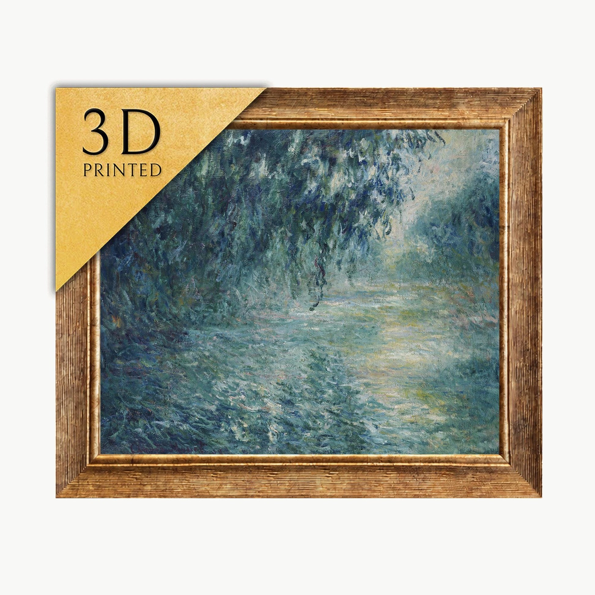 Monet's Morning on the Seine: 3D Textured Impressionist Print