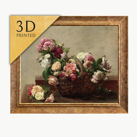 Henri Fantin-Latour Rose Basket 3D Print: Textured Floral Art