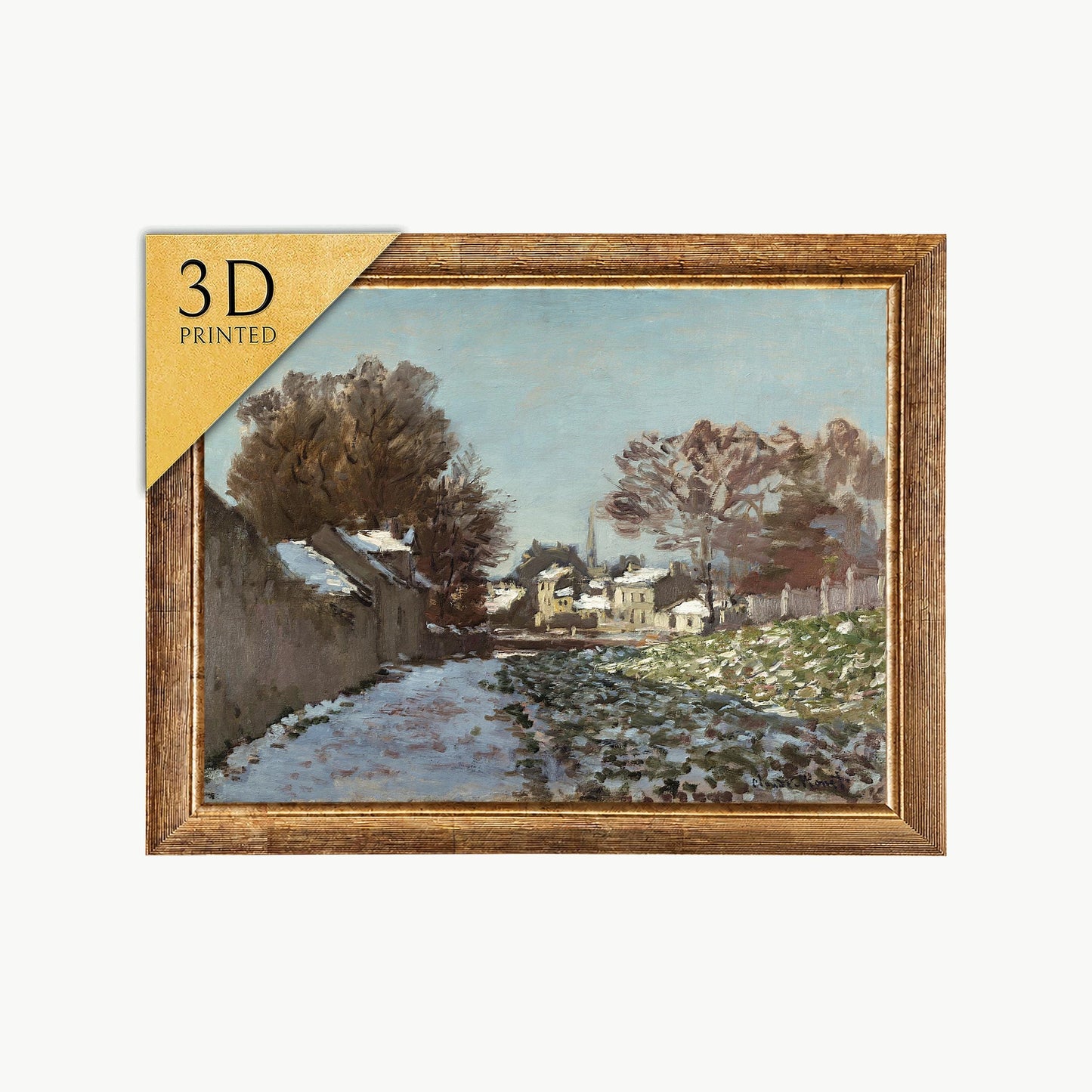 Monet Snow at Argenteuil 3D Print: Textured Impressionist Painting